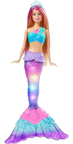 barbie traumtopia meerjungfrau pupe mit blonden haaren und zauberlicht, ab 3 jahren