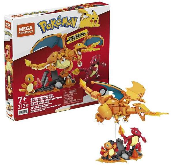 Produktbild: mega construx pokmon glumanda evolutionsset, konstruktionsspielzeug ab 7 jahren