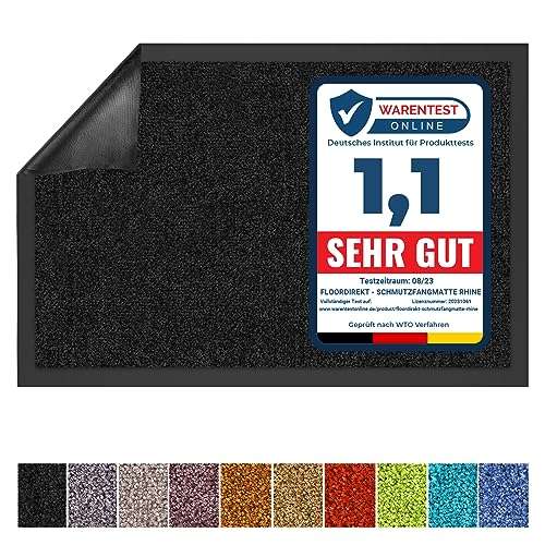 Floordirekt Schmutzfangmatte Rhine, rutschfest, waschbar, 90 x 150 cm, Schwarz