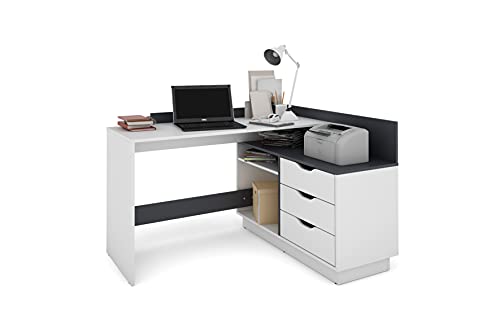 Produktbild: byLIVING winkelschreibtisch weiß anthrazit links rechts montierbar 129x83,5x105 cm