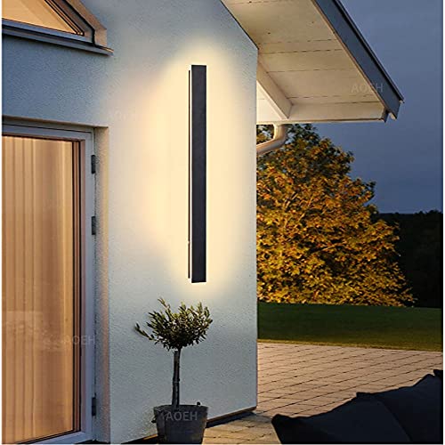 lange villa wandleuchte außen wasserdicht ip65 led 30cm 12w acryl schwarz warm light