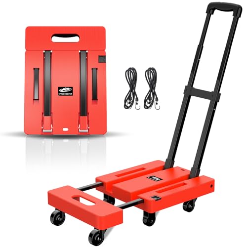 spacekeeper klappbarer handwagen 227 kg schwerlast mit 6 rädern und 2 elastischen seilen