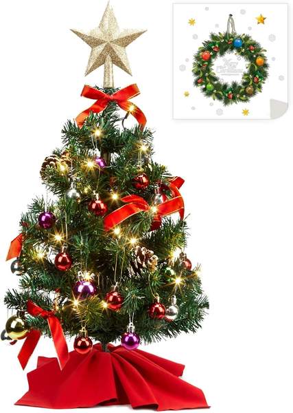 hausprofi künstlicher weihnachtsbaum 60cm mit led, mini tannenbaum für büro deko