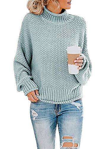 Imuedaen pullover damen rollkragen, elegant strickpullover grobstrick langarm