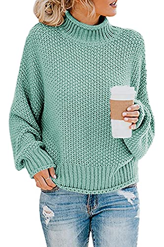 Imuedaen rollkragenpullover damen, elegant winter pullover, hellblau, gr. s