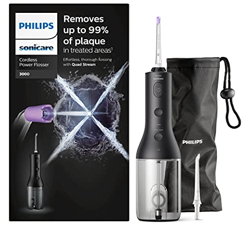 philips sonicare munddusche kabelloser power flosser 3000 für zähne und zahnfleisch schwarz