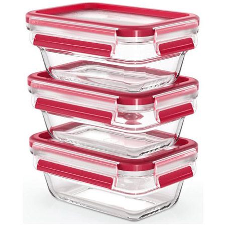 EMSA Clip & Close Glas Frischhaltedosen Set 450ml, 3 Stück