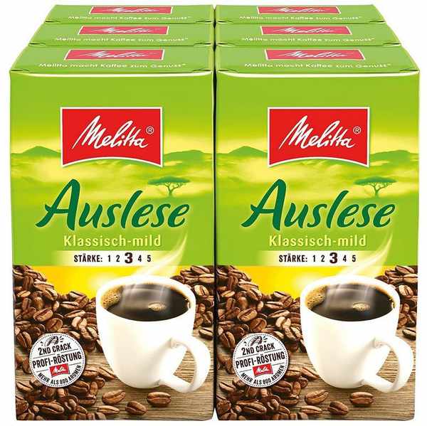 melitta auslese klassisch mild filterkaffee 6 x 500g gemahlen mittlere röstung deutschland