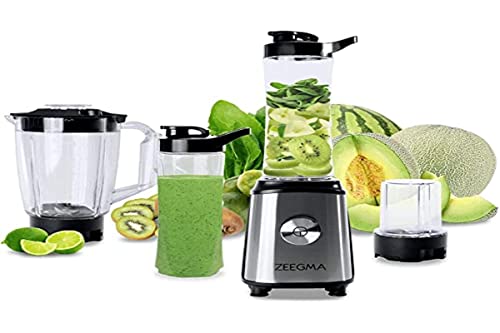 ZEEGMA 4-in-1 Standmixer 1050W, 1L Krug, Kaffeemühle, 2 Klingen-Sätze