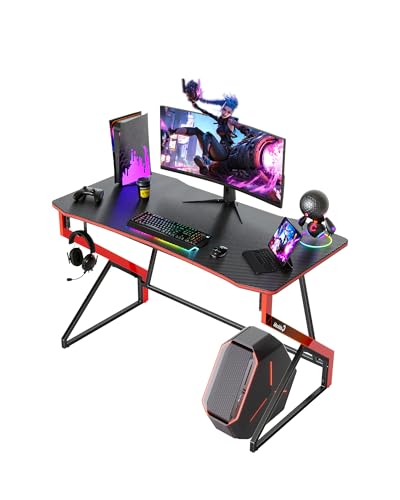 CubiCubi gaming tisch 100 x 60 cm, computertisch mit kohlefaseroberfläche, schwarz