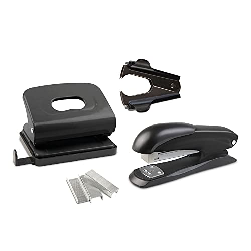 Idena 12086 office set 4-teilig mit locher, heftgerät, klammern und klammern-entferner