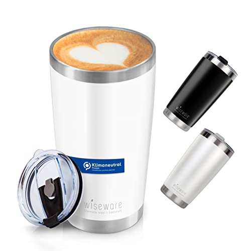wiseware kaffeebecher edelstahl 600 ml thermo trinkbecher doppelwandig BPA frei, 2 Stück