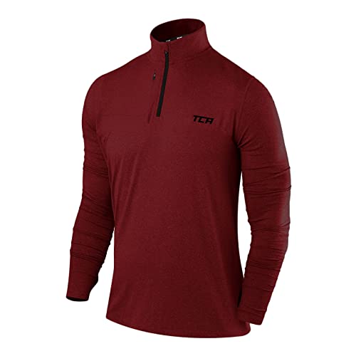 Laufshirt Herren Langarm Quickdry - Funktionsshirt Outdoor Ski Wandershirt Rot/Schwarz, M