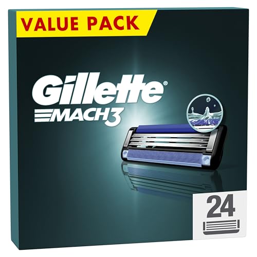 Gillette Mach3 Rasierklingen 24er Pack für Männer, sanftes Gleiten, Klingenbeschichtung