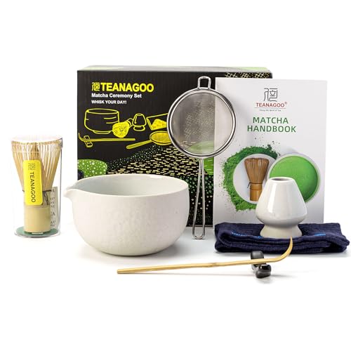 Produktbild: teanagoo matcha set 7-teilig mit matcha schale, bamboobesen und ausgießer grau
