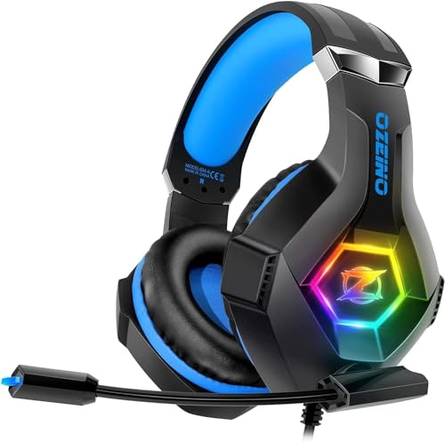 ozeino gaming headset xbox ps4 ps5 pc, headset mit mikrofon 3d surround rgb licht