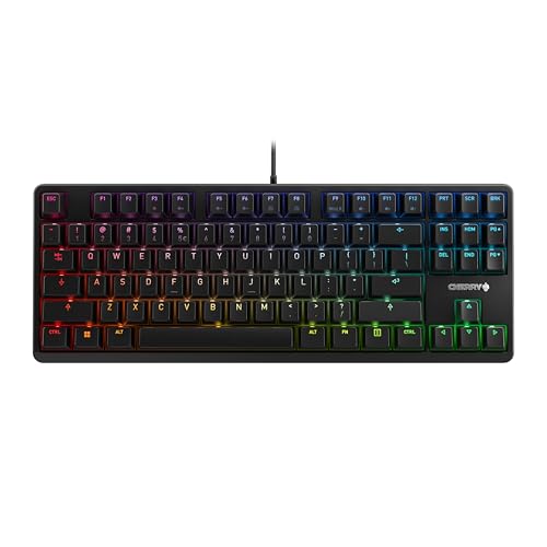 cherry g80-3000n rgb tkl tastatur, kabelgebunden, silent red switches, schwarz