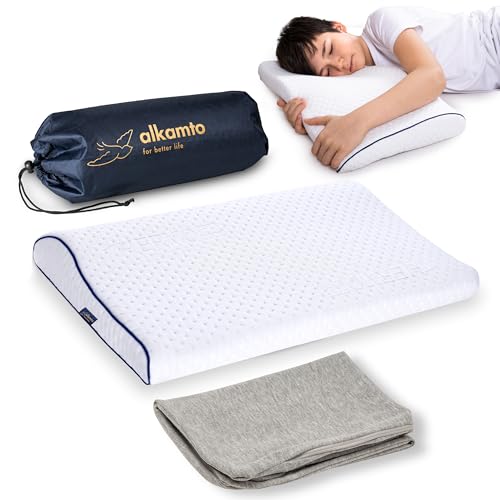 ergonomisches kinderkopfkissen alkamto 66x33 cm öko-tex memory foam für ab 2 jahre
