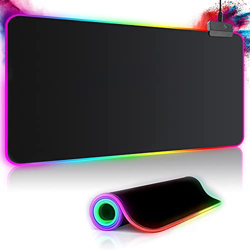 gaming mauspad rgb 800x300mm xxl mit 14 beleuchtungsmodi schwarz wasserdicht