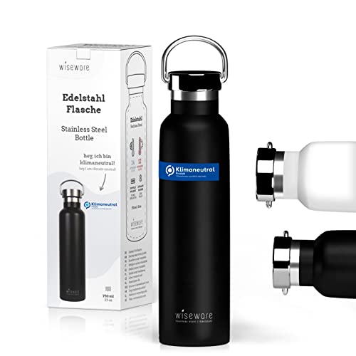 wiseware edelstahl trinkflasche 750ml 5er set schwarz auslaufsicher BPA frei für outdoor sport