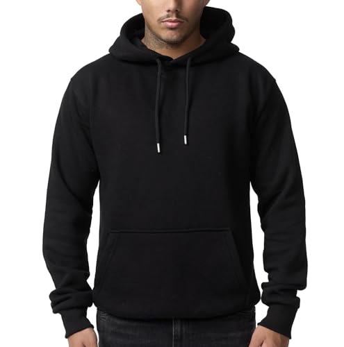 Herren hoodie smith & solo, kapuzenpullover schwarz, langarm, slim fit, baumwollmischung, s