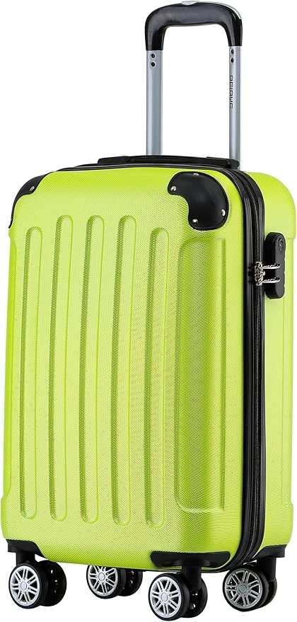 Hartschalen-Koffer Trolley Handgepäck 4 Rollen Set M-L-XL (Grün, M)
