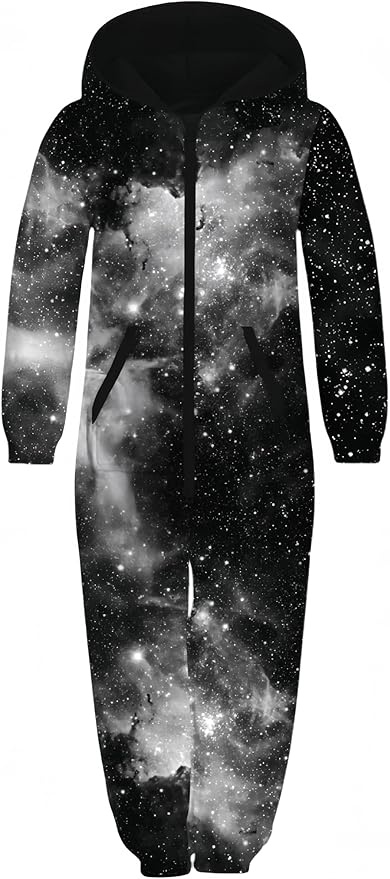 Produktbild: Ocean Plus Fleece Overall Unisex mit Kapuze und Reißverschluss, XL, Schwarze Galaxie