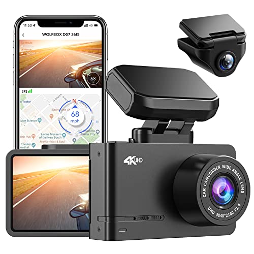 WOLFBOX Dual Dashcam 4K mit GPS & WiFi, 170 Weitwinkel, G-Sensor, Nachtsicht