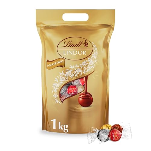 lindt lindor schokoladen kugeln klassisch 1kg - vollmilch, weiß, dunkel 60%, haselnuss