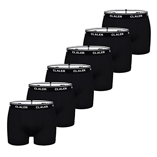 claler herren boxershorts 6er pack baumwolle retroshorts unterwäsche schwarz m