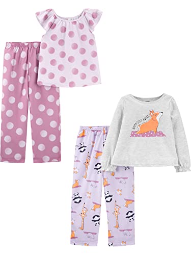 schlafanzug mädchen 4-teilig 2er-pack simple joys by carter's tupfen waldtiere 5-6 jahre
