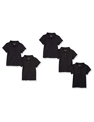 Mädchen Polohemd Interlock Kurzarm 5er-Pack Schwarz, 3 Jahre, Amazon Essentials