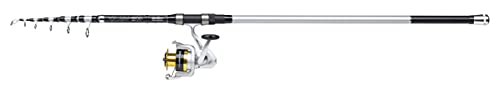 spinnruten set mit rolidge mitchell tanager sw surf tele pro 4m silber schwarz
