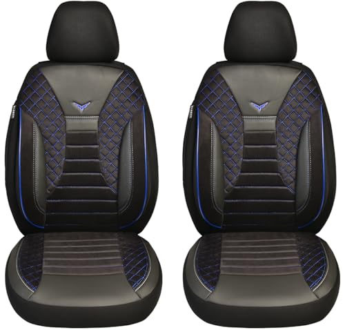 Produktbild: vw bora sitzbezüge bremer auto schonbezüge schwarz mit blauer naht 2er set 1998-2005