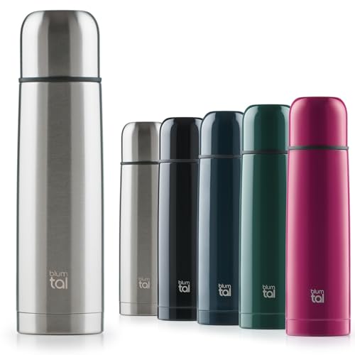 Blumtal Thermosflasche 1L Edelstahl rostfrei, BPA-frei, auslaufsicher, mit Becher