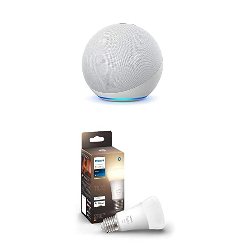 echo 4. generation - smarter lautsprecher mit weißer philips hue lampe E27, alexa-kompatibel