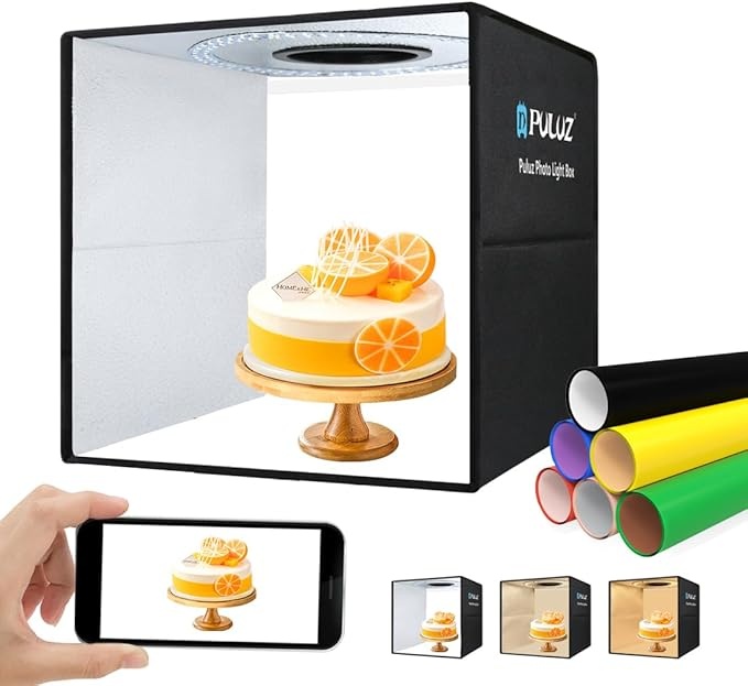 PULUZ Lichtzelt 40x40cm mit 144 LED und 12 Hintergründen für Produktfotografie