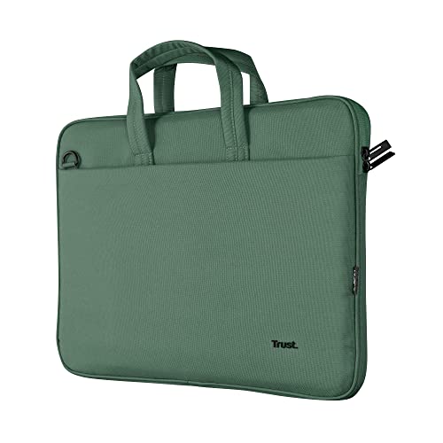 trust bologna slim laptop tasche bis 16 zoll aus recyceltem kunststoff - grün