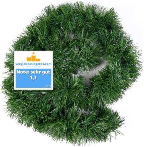 weihnachtswunder girlande grün 10 meter - künstliche tannen decor  10 cm