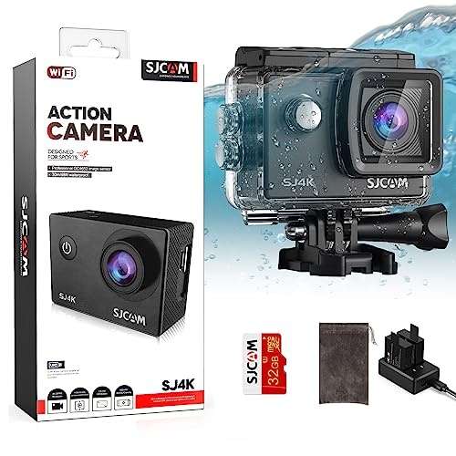 sjcam sj4000 action cam 4k 30fps wifi, 40mp ultrahd, underwater 30m, 2 akkus, 32g sd