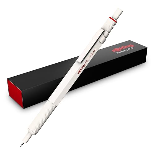 rOtring 600 Druckbleistift 0,5 mm Vollmetall Perlweiß Gerändelte Griffzone