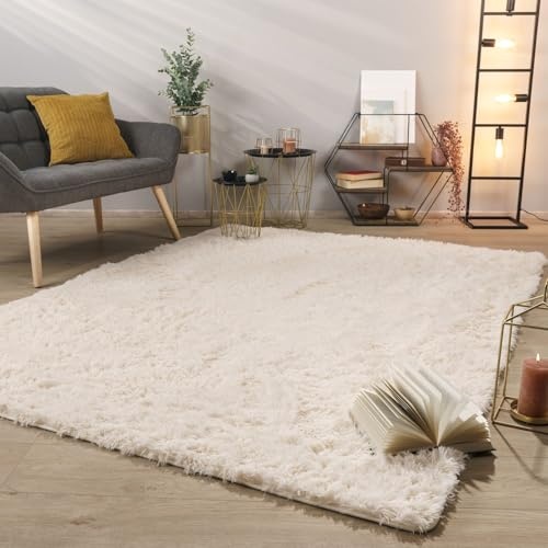 tt home hochflor teppich beige creme 160x220 cm modern einfarbig weich