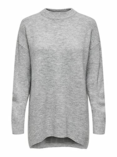 only damen strickpullover onlsilja l/s loose, hellgrau melange, s eu