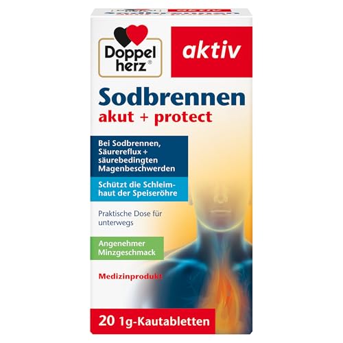 Doppelherz Akut+Protect Sodbrennen, Säurereflux, Magenbeschwerden - 20 Kautabletten
