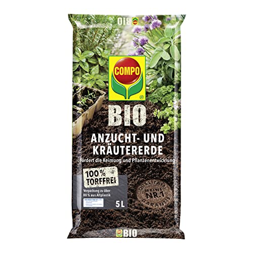 anzuchterde torffrei 5 liter für kräuter, aussaaten und jungpflanzen, compo bio
