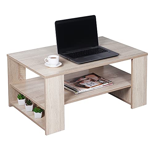couchtisch mit stauraum 72 x 50 x 50 cm ricool wohnzimmertisch holz eiche sonoma