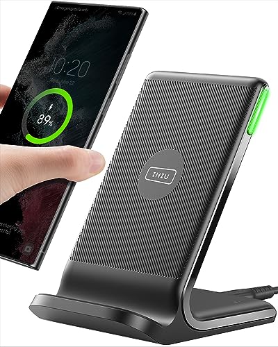 INIU 15W Wireless Charger Stand, Qi Zertifiziert, kabelloses Ladegerät für iPhone 16 15 14 13 12 Pro Max, Samsung Galaxy S23 S22