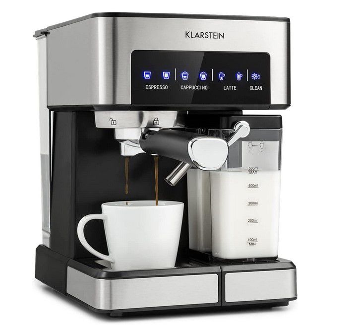 klarstein arabica comfort siebträgermaschine 20 bar für 128,38 euro