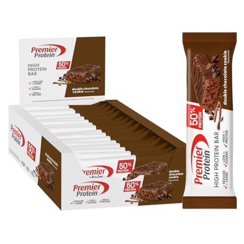 high protein bar double chocolate cookie 16x40g von sparabo, premier protein 0,93/riegel