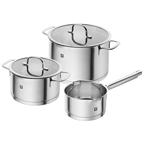 ZWILLING TrueFlow Kochtopf-Set 3-teilig, Edelstahl, Induktionsgeeignet, Glas-Deckel